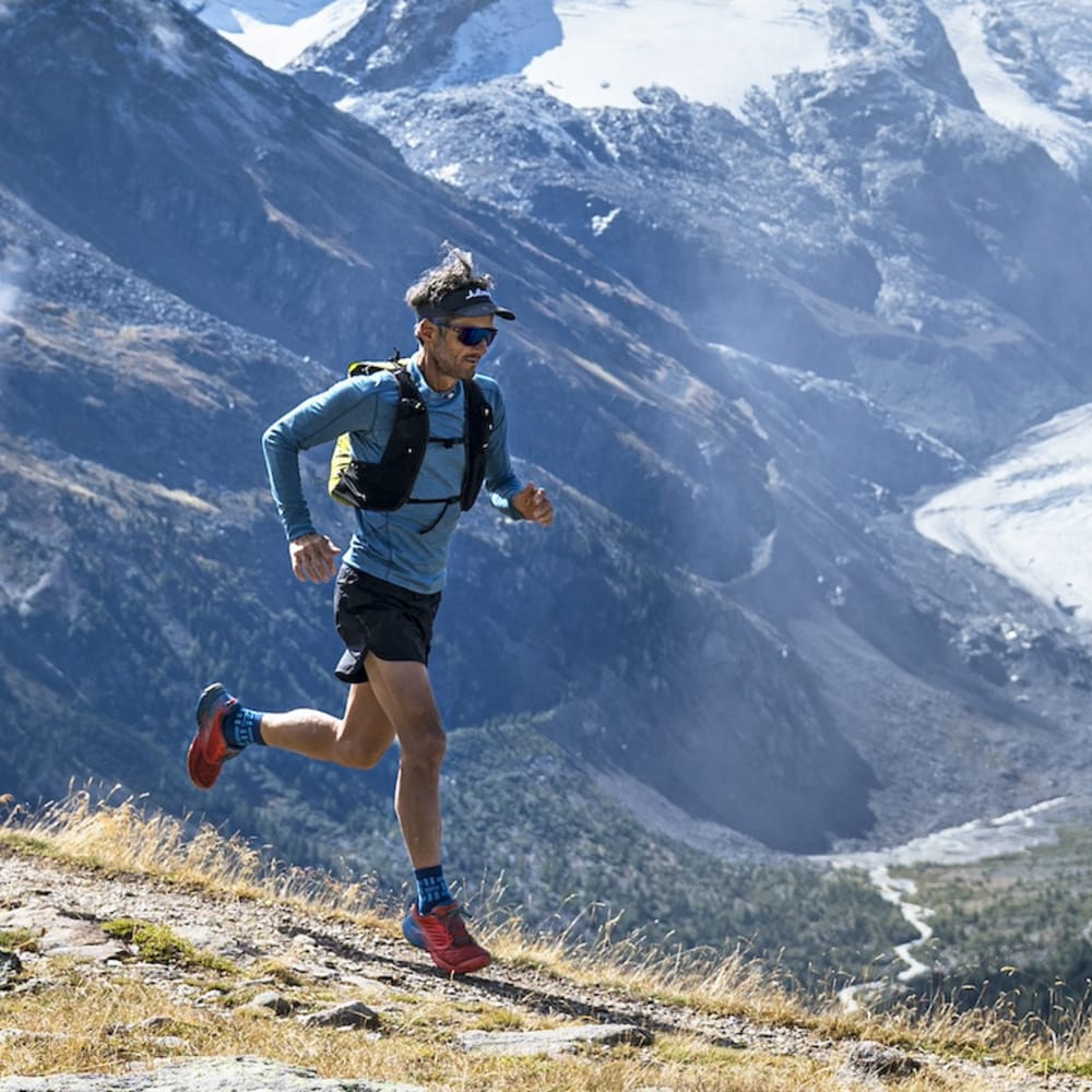 Trailrunning mit Piz Palü im Hintergrund