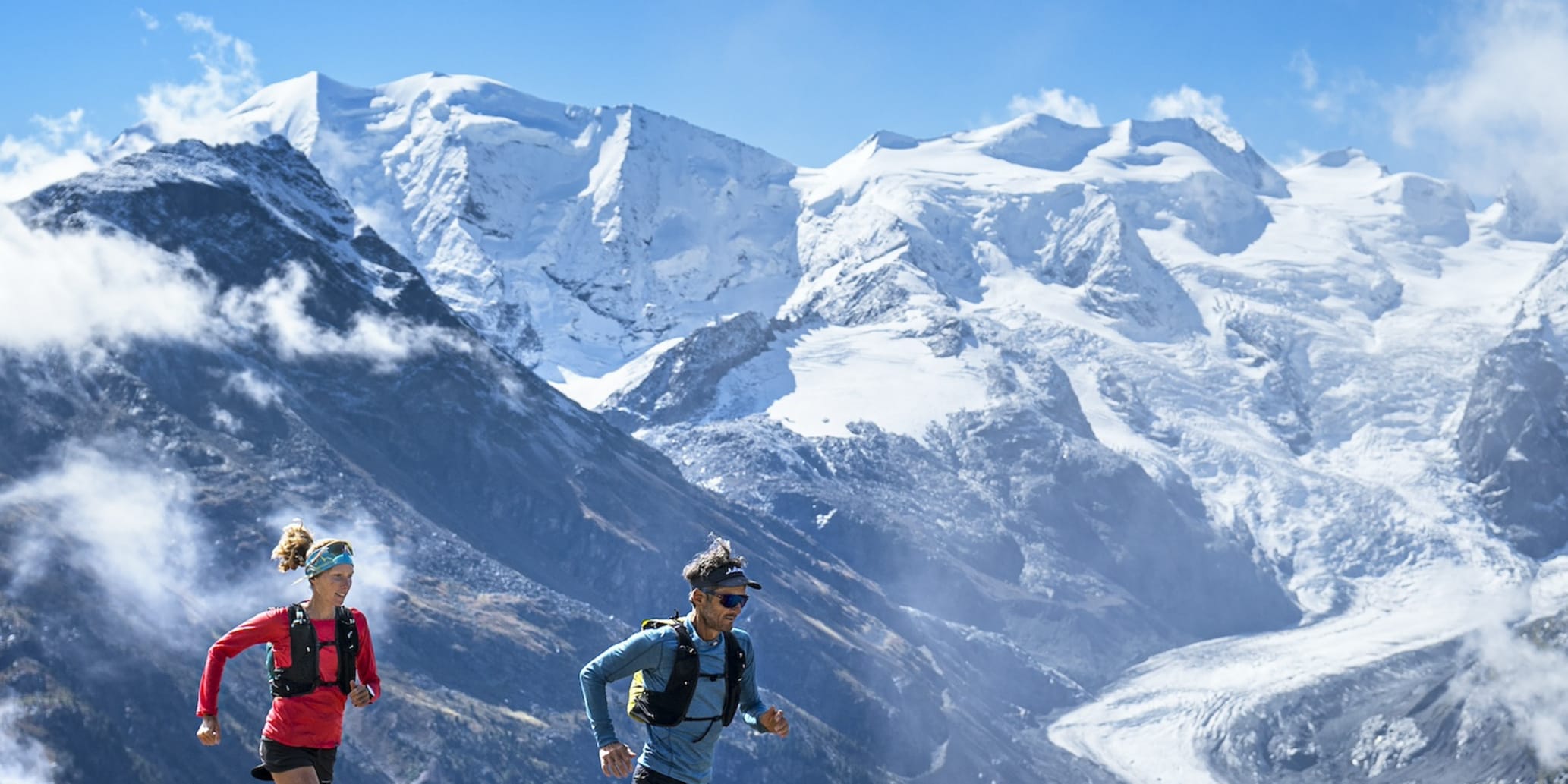 Trailrunning with Piz Palü in the background