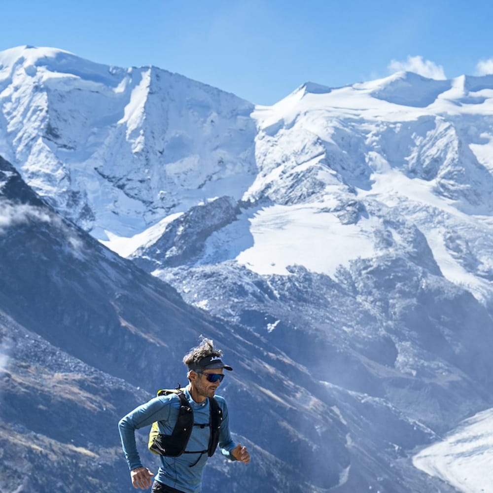 Trailrunning with Piz Palü in the background